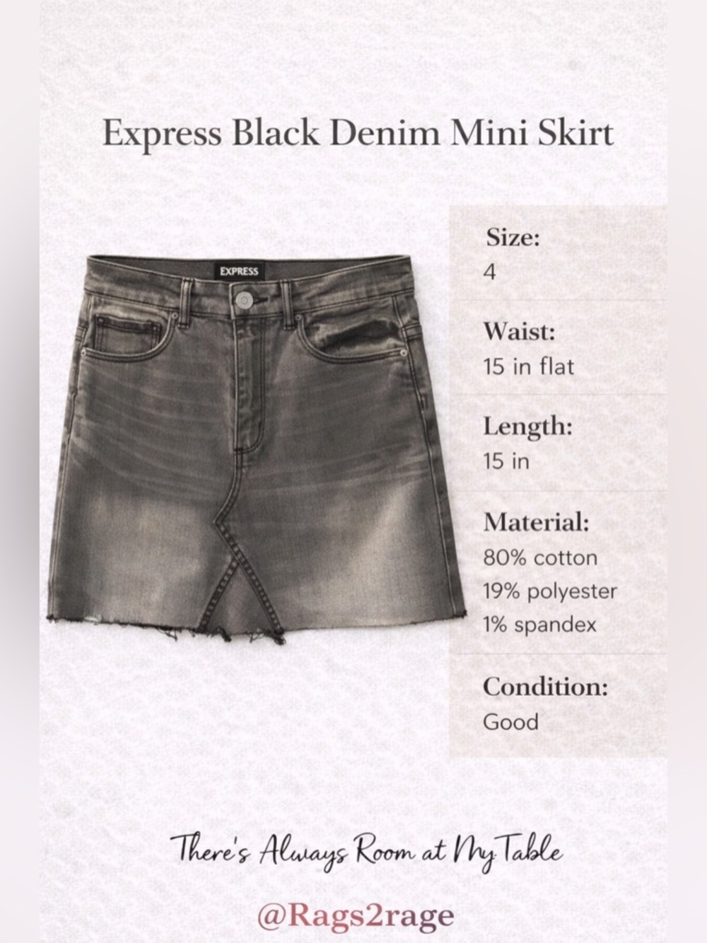 Express Black Distressed Denim Mini Skirt Raw Frayed Hem Stretch Size 4 - Picture 3 of 8